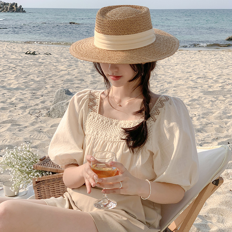 린넨 뜨개자수 레이스 반팔 블라우스 bs6983