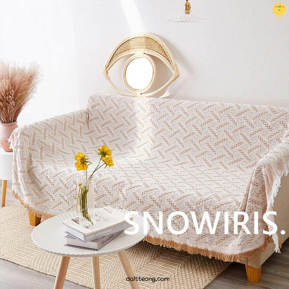 달떵 베이지 자카드 쇼파 커버 천커버링 덮개 매트 블랭킷 스툴 감성 패브릭 180x180