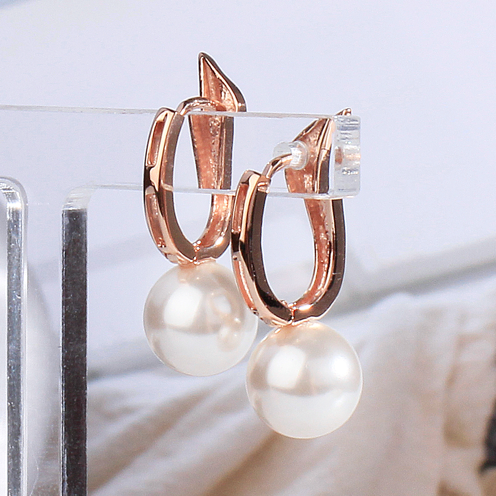 18K 귀걸이 원터치 진주 8미리 럭셔리 고급 여자 친구 선물 선아 - 상세 이미지 5