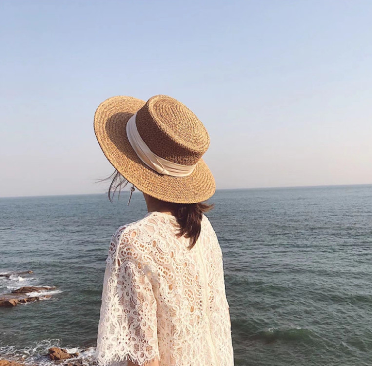 밀짚 리본 페도라 자외선 햇빛 차단 라피아 비치 여행 챙 모자 상세 이미지 14