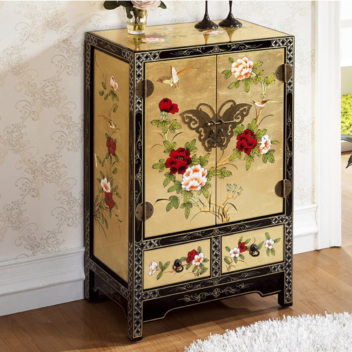 고급 금장 장식장 빈티지 거실 장식장 엔틱 장식장 도자기 진열장