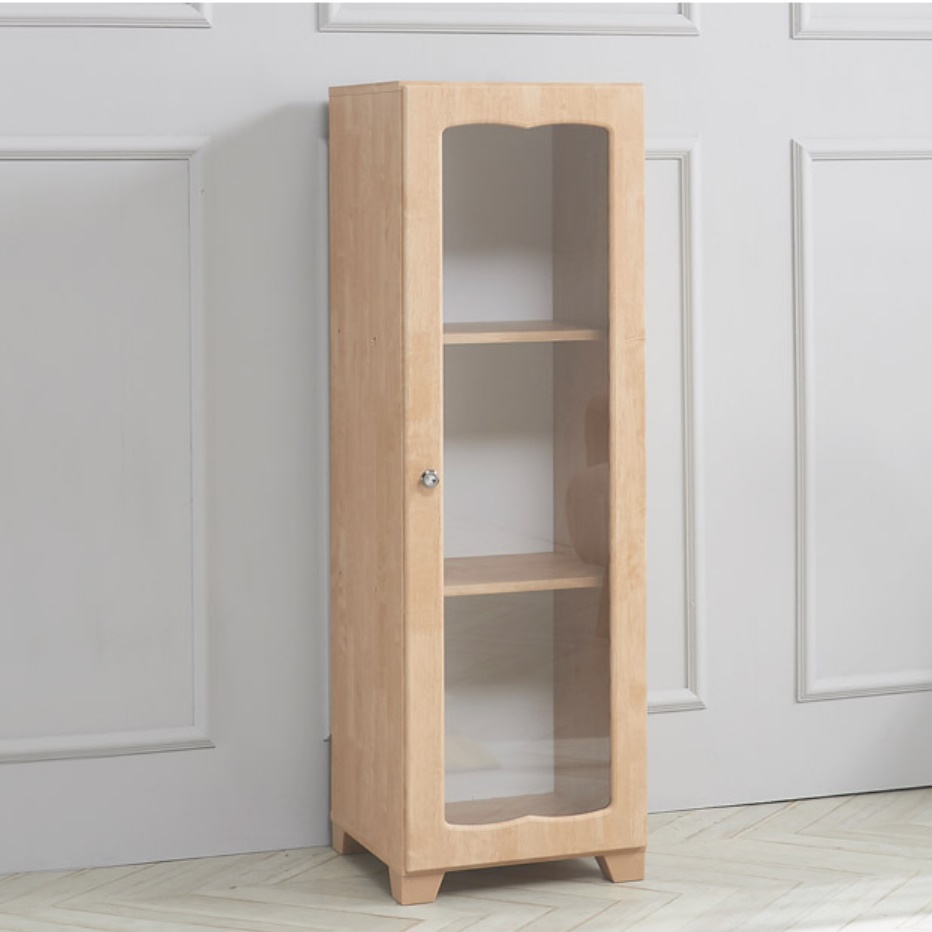 원목 유리 장식장 좁은 장식장 트로피 양주 와인 책 장식장