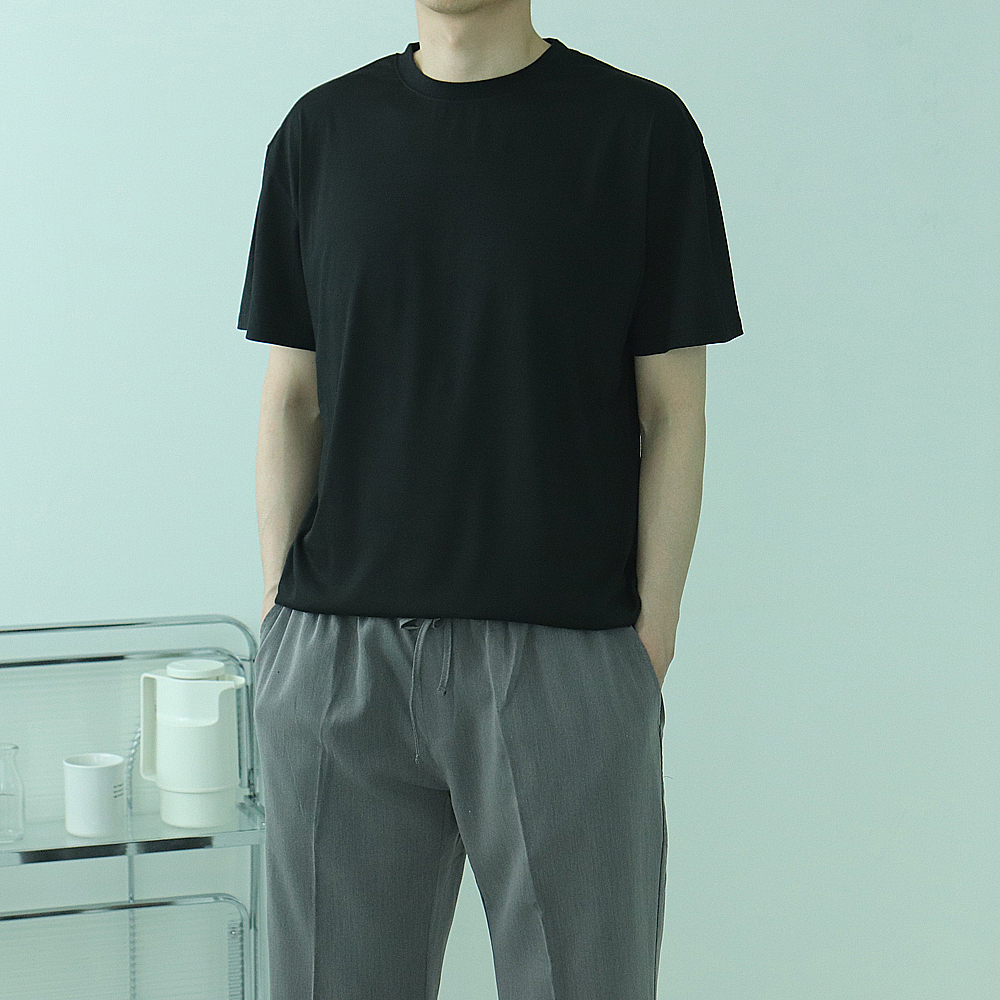 남자 린넨 오버핏 레이어드 반팔티 - 상세 이미지 2