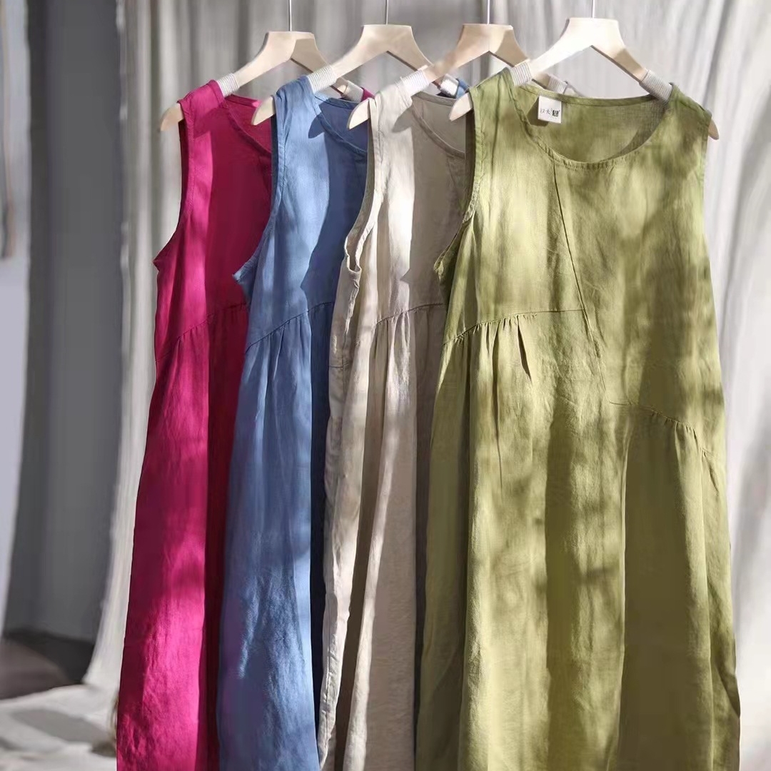 하마마스 여름 민소매린넨원피스 미시옷