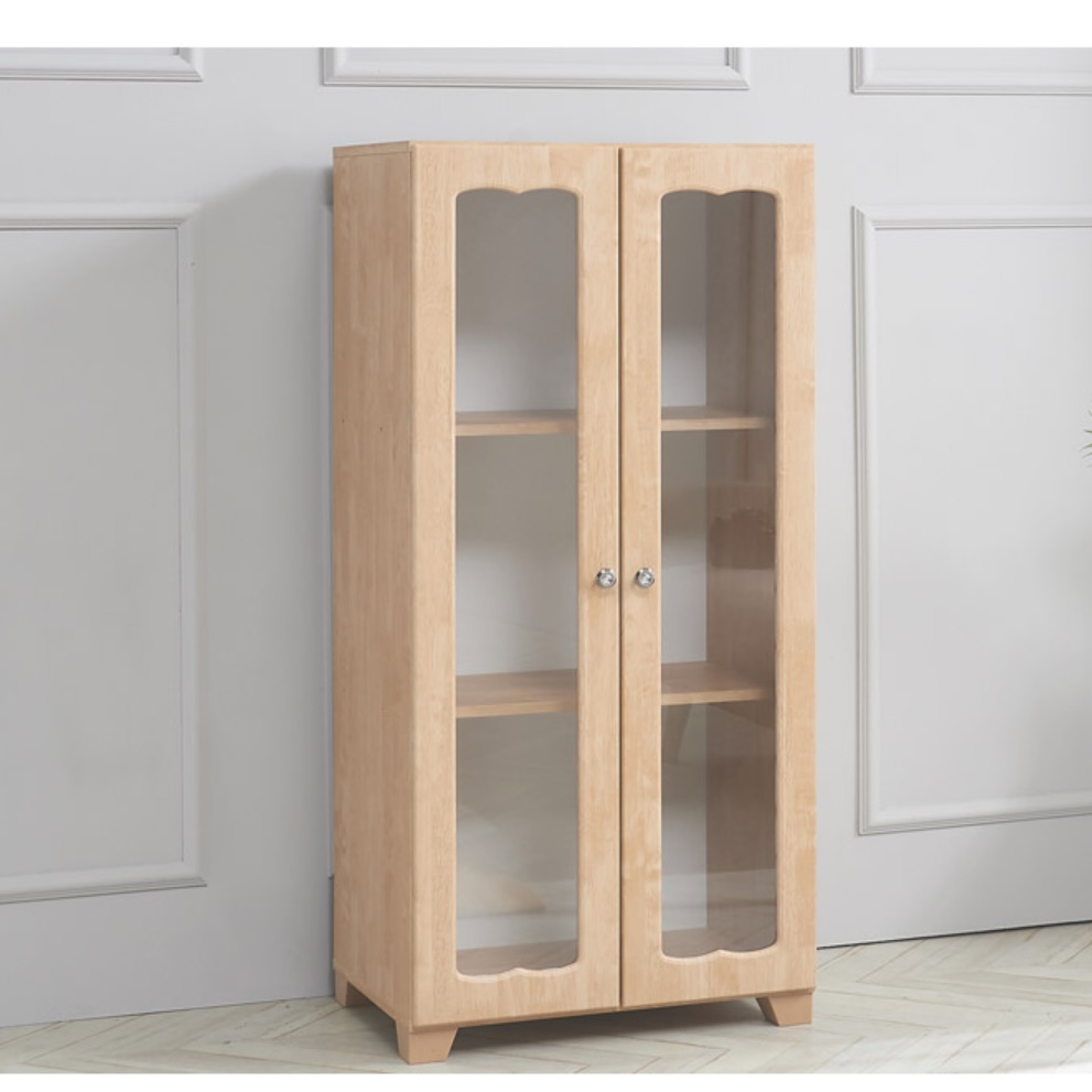 나무 우드 유리 도어 수납장 원목 거실 빈티지 찻잔 장식장