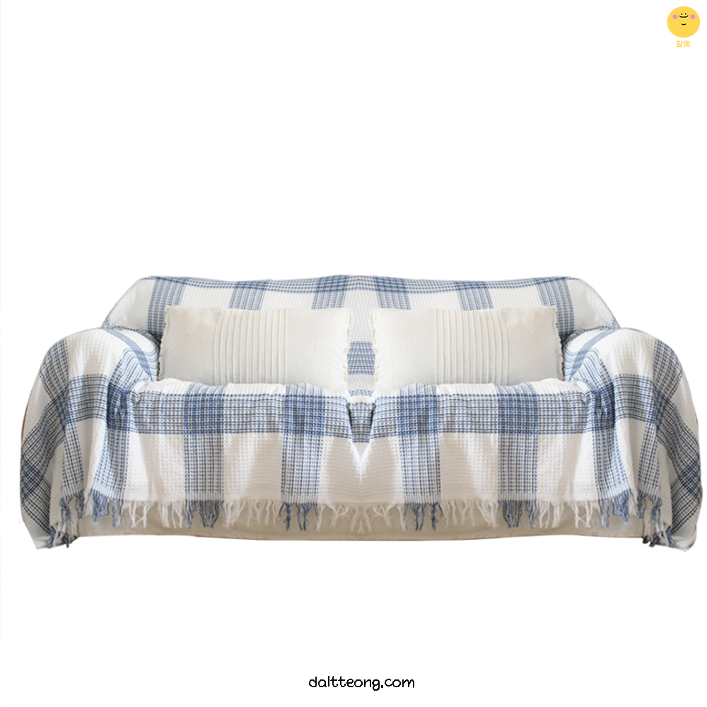 달떵 시어서커 블루 와플 쇼파 커버 덮개 블랭킷 스툴 린넨 천갈이 커버링 200x230