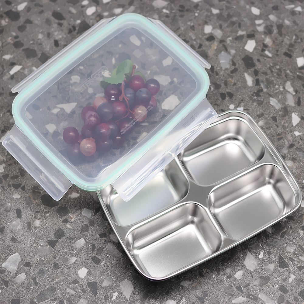 4칸 나눔반찬통 멀티직사각 분리 스텐 반찬통 밀폐용기 - 상세 이미지 4