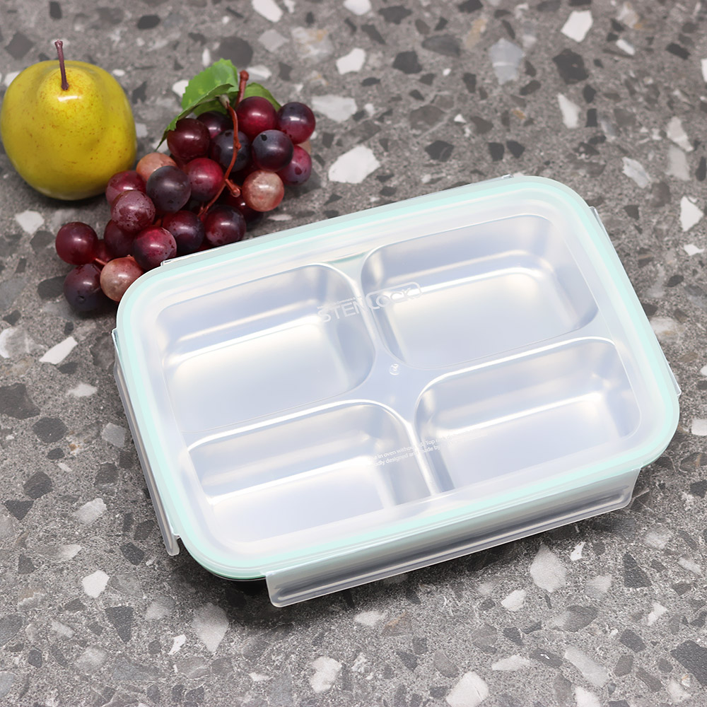 4칸 나눔반찬통 멀티직사각 분리 스텐 반찬통 밀폐용기 - 상세 이미지 5