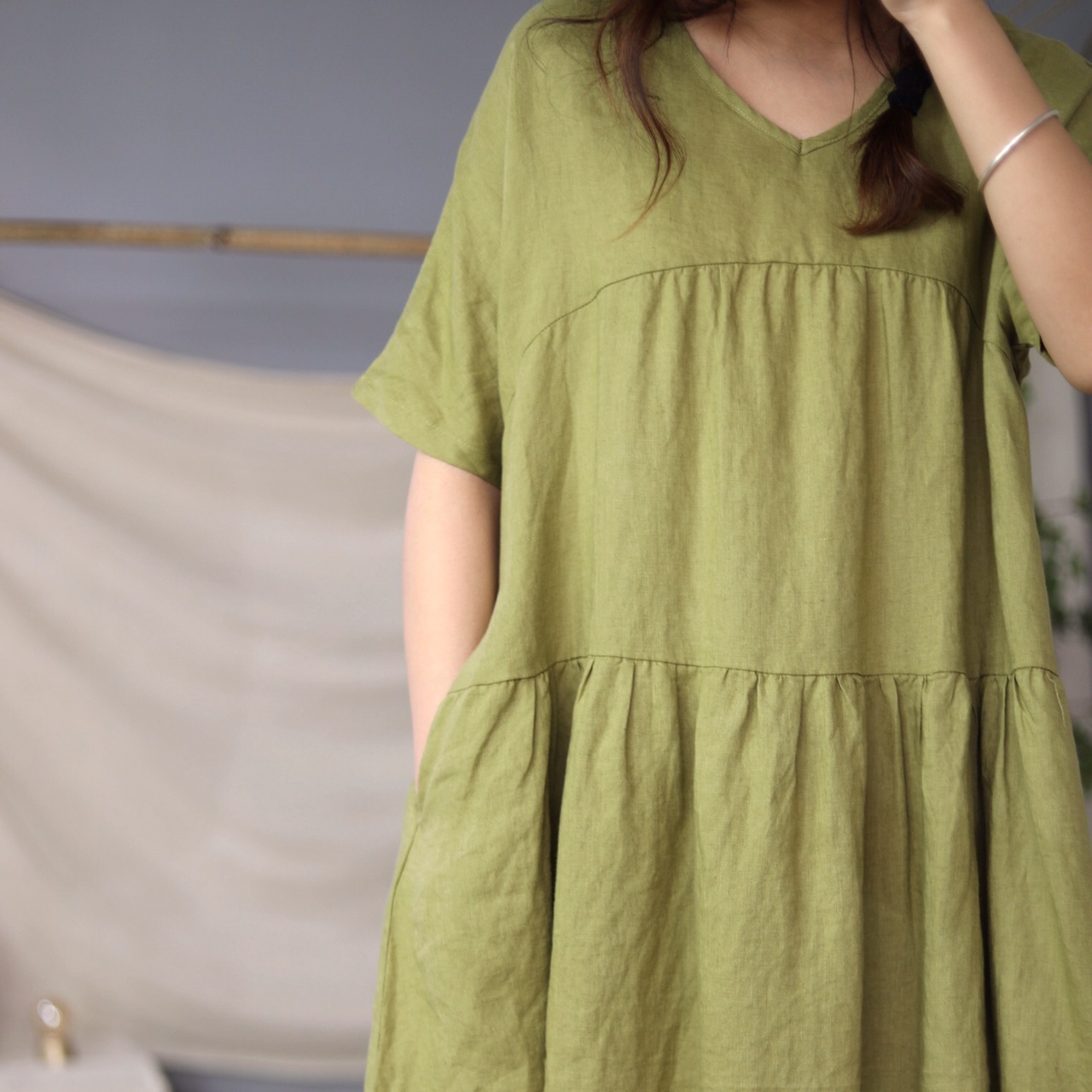 린넨원피스 여름 브이넥 캉캉원피스 미시옷 여성의류