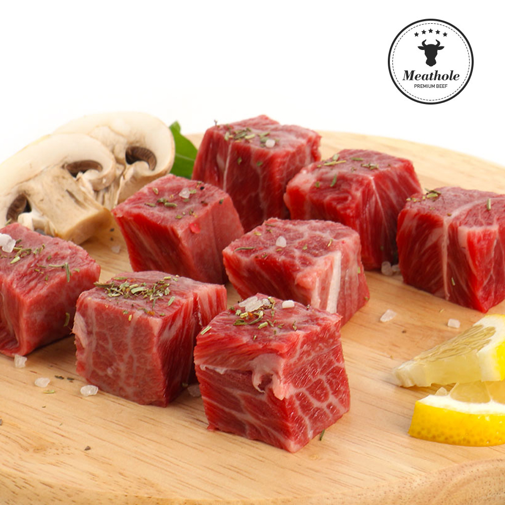 프리미엄 채끝살 찹스테이크 1kg(200gX5팩) 채끝 큐브 스테이크 짜파구리 - 상품 이미지