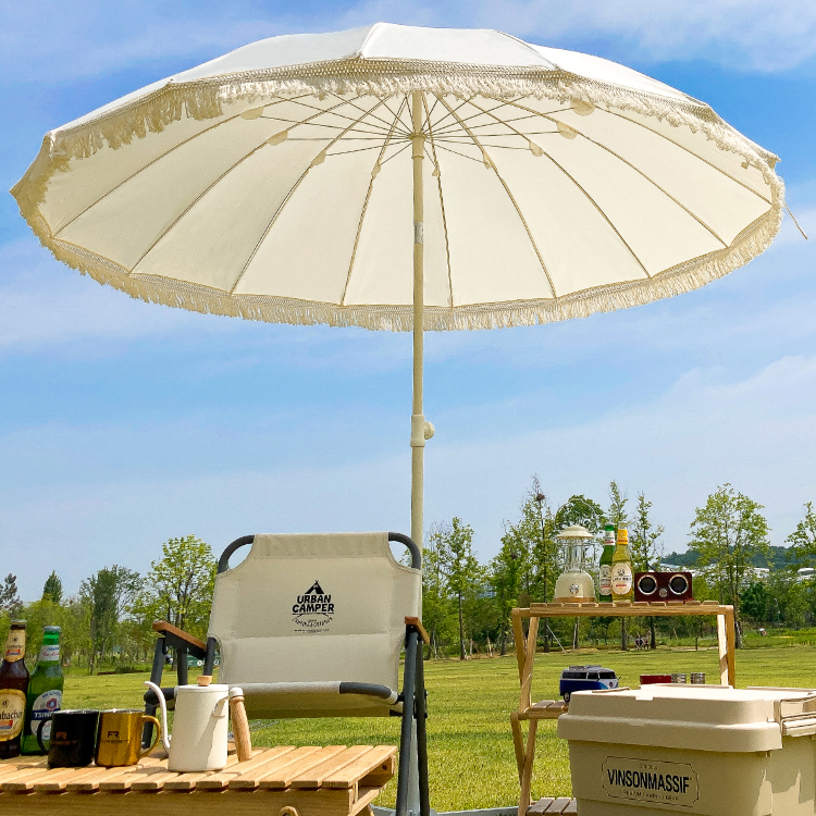 빈슨메시프 태슬 파라솔 2M 일반 캠핑 접이식 휴대용 야외 테라스 그늘막 낚시 대형파라솔