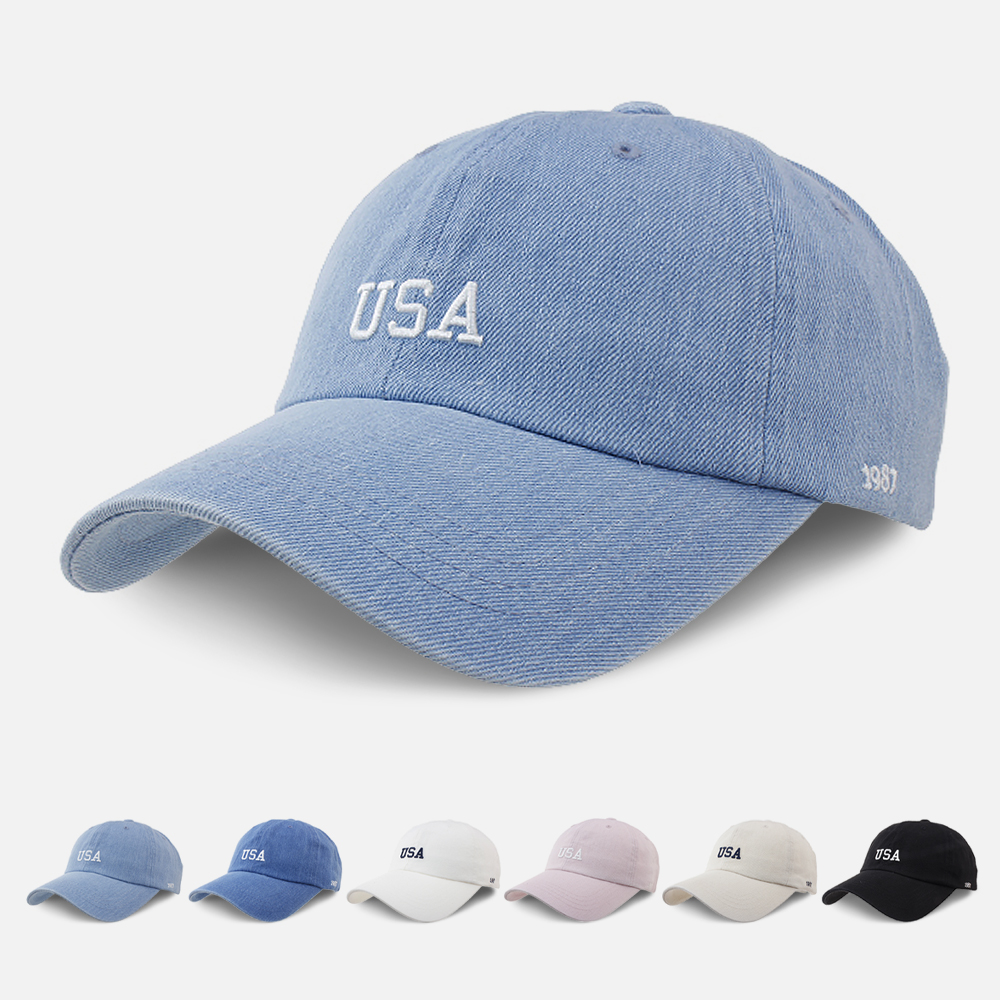데님 볼캡 usa 캡모자 남자 여자 공용 모자 - 상품 이미지
