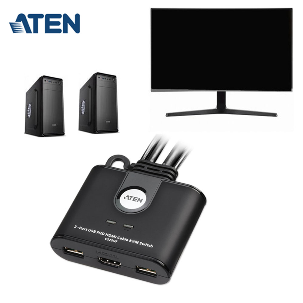 ATEN HDMI 2포트 KVM 스위치 선택기 키보드 마우스 PC 모니터공유기 CS22HF