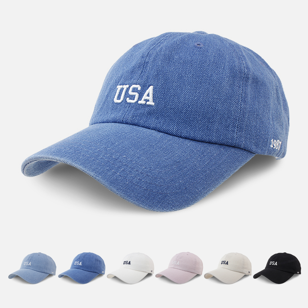 usa 데일리 모자 데님 볼캡 캐주얼 러닝 모자 6color - 상품 이미지