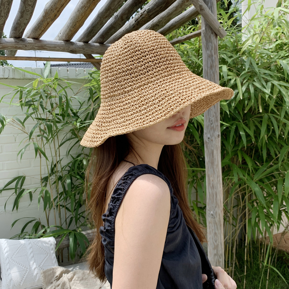 라탄 여성 버킷햇 여자 여름모자 우먼 벙거지 밀짚모자 휴양지 비치 플로피 챙넓은 라피아햇