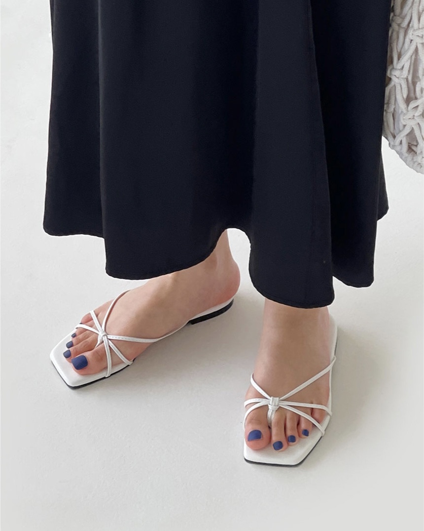 웨어링무드 여름 예쁜 스퀘어 꼬임 매듭 스트랩 쪼리 슬리퍼 (3c)