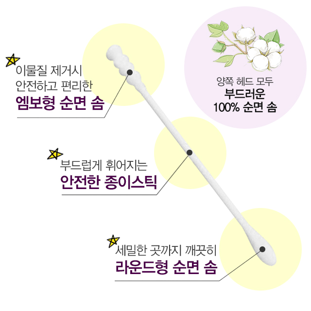 바르바라 안전 유아용 순면 면봉 100개입x5개 - 상세 이미지 3