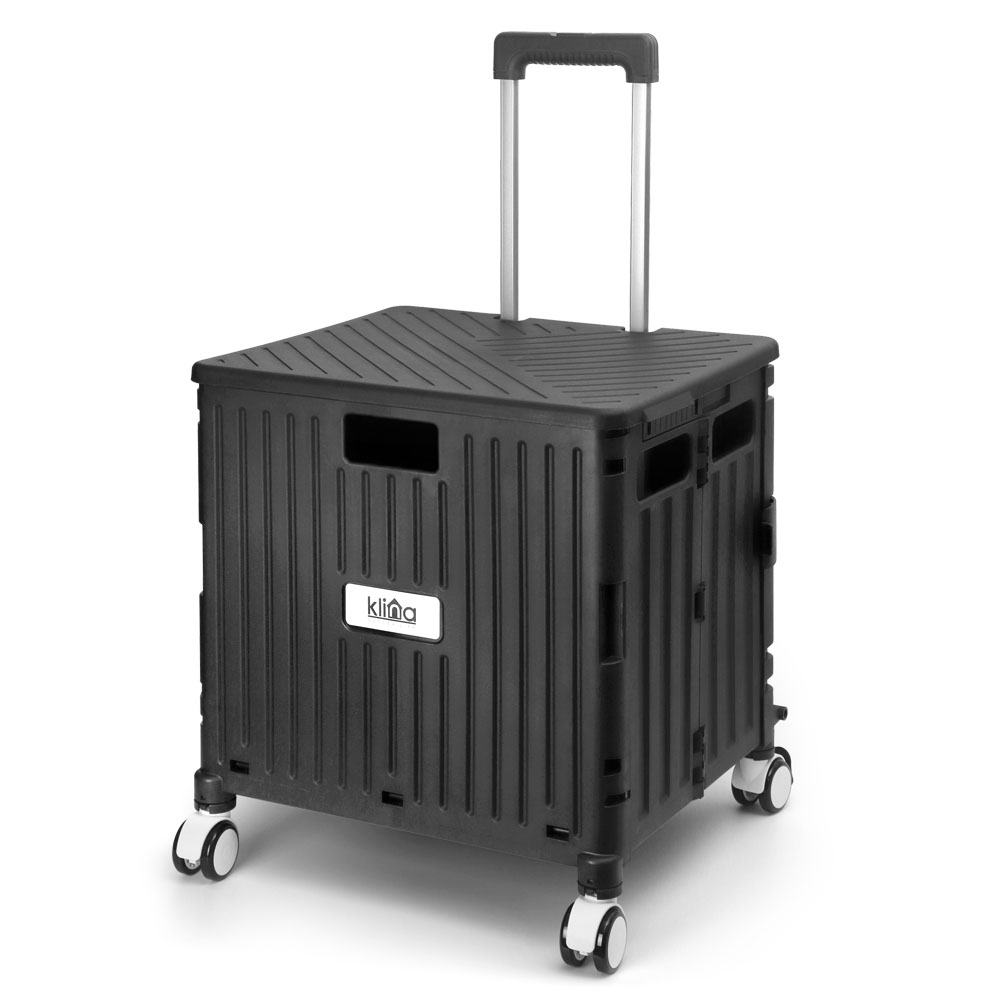 클리나 접이식 쇼핑카트 장바구니 핸드 캐리어 대형, 블랙