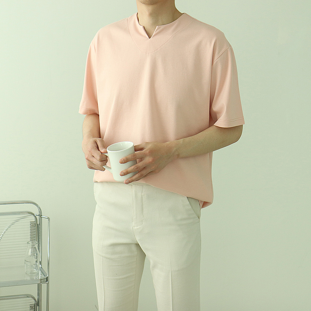 남자반팔티 분또 브이 헨리넥 반팔티 - 상세 이미지 5