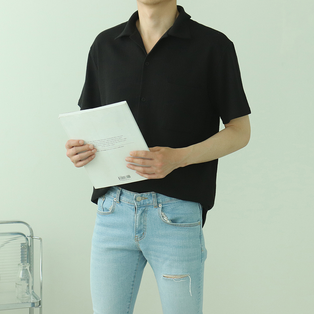 남자반팔셔츠 링클프리 오픈카라 커플남방 남자셔츠 - 상세 이미지 3
