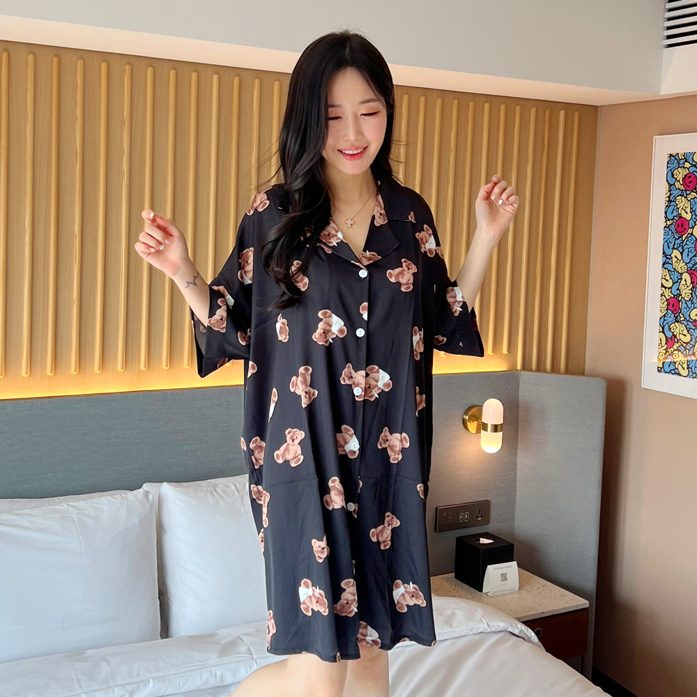 [N배송]크라시앙 여성 빅사이즈 XXL 테디슬립웨어 특대형 루즈핏 홈웨어 여자 잠옷 파자마 - 상세 이미지 3