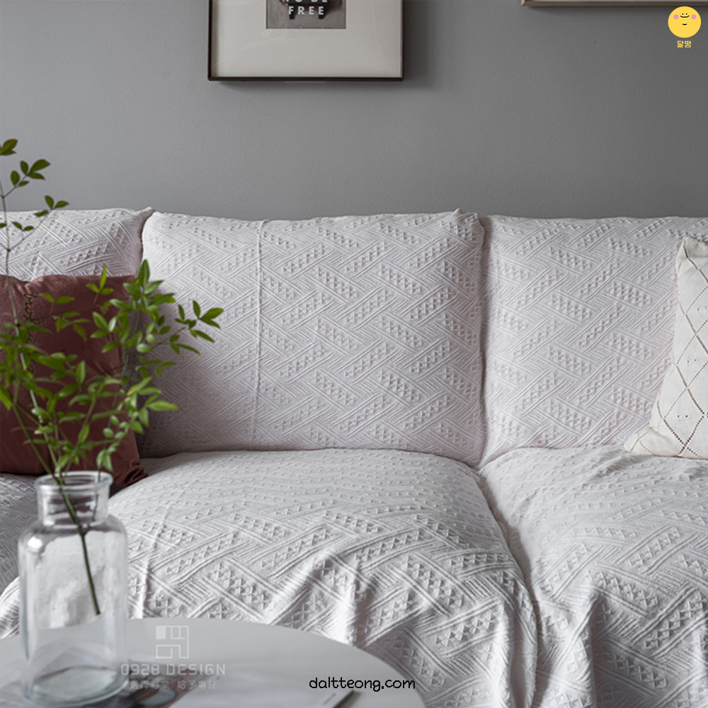 달떵 사계절 화이트 자카드 쇼파 커버 천커버 덮개 블랭킷 스툴 패브릭 180x180