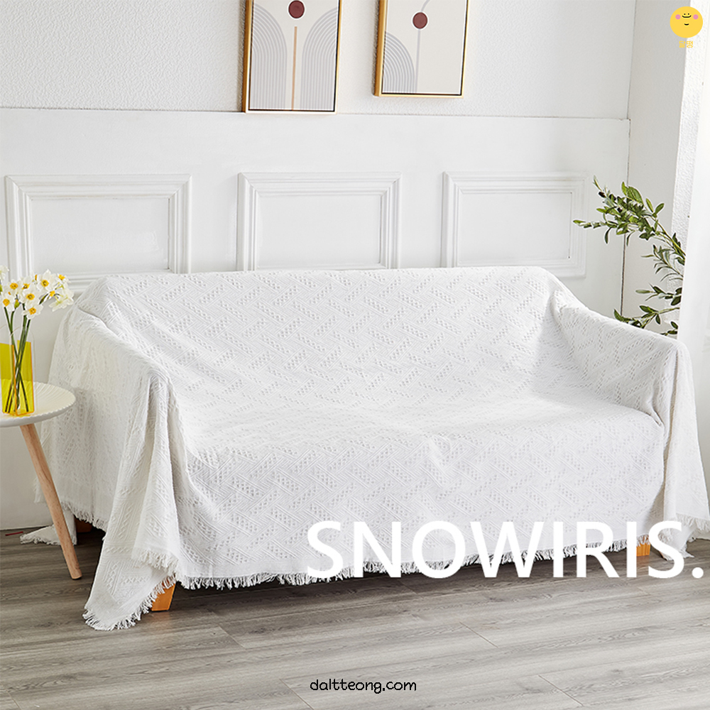 달떵 베이지 자카드 쇼파 커버 천커버링 덮개 매트 블랭킷 스툴 감성 패브릭 180x180