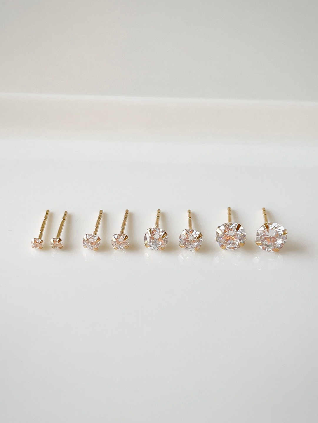 14k 베이직 원형 큐빅 귀걸이 - 2mm 3mm 4mm 5mm 기본 심플 데일리 금 - 상세 이미지 2