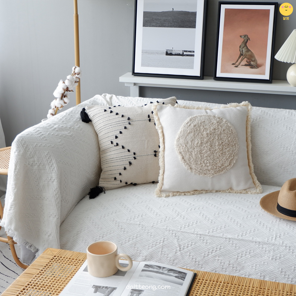 달떵 사계절 화이트 자카드 쇼파 커버 천커버 덮개 블랭킷 스툴 패브릭 180x180