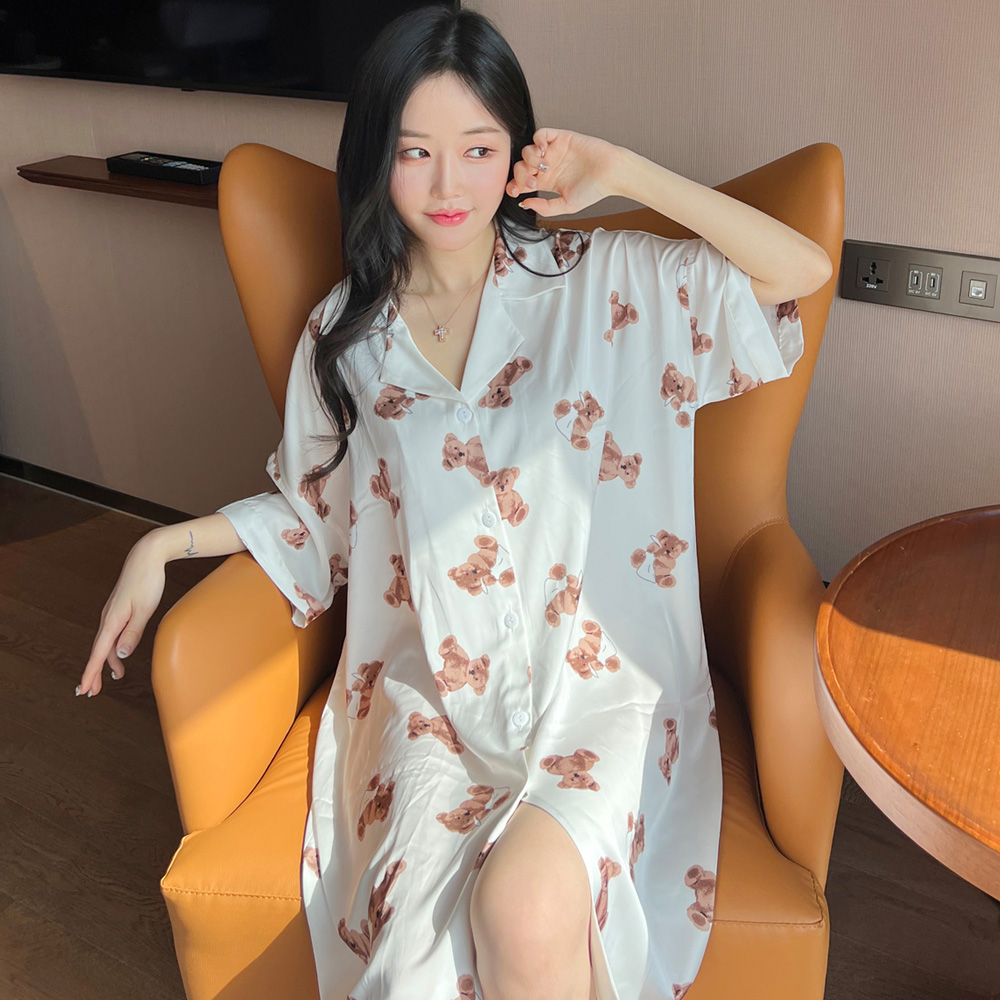 [N배송]크라시앙 여성 빅사이즈 XXL 테디슬립웨어 특대형 루즈핏 홈웨어 여자 잠옷 파자마 - 상품 이미지