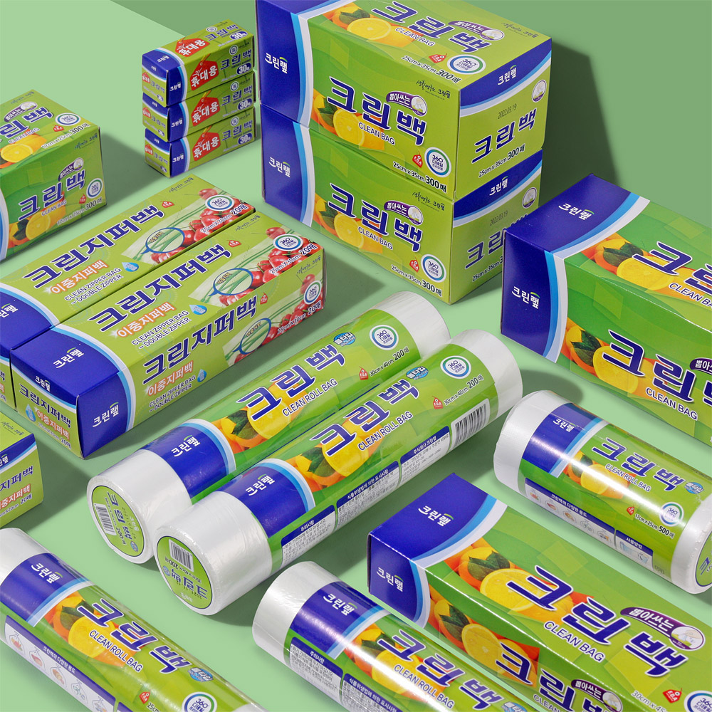 크린랩 크린백 / 롤백 / 지퍼백 X3개 주방일회용품 모음 - 상세 이미지 2