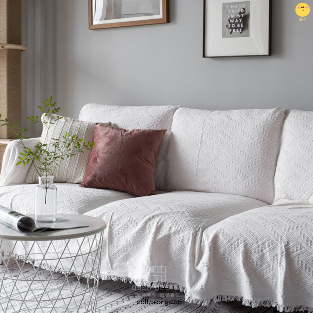 달떵 사계절 화이트 자카드 쇼파 커버 천커버 덮개 블랭킷 스툴 패브릭 180x180