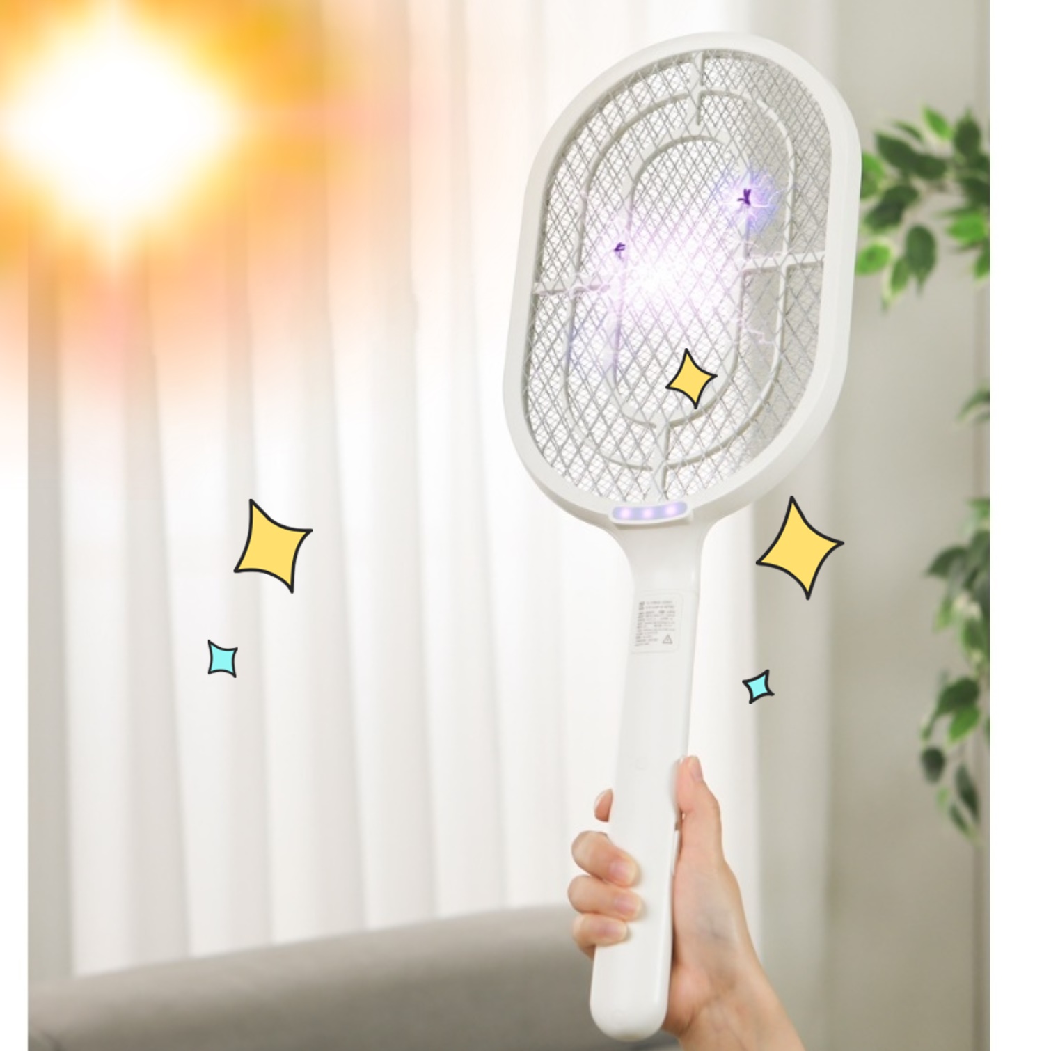 미니 전기모기채 캠핑 전기모기채 충전식 자동 모기전기채