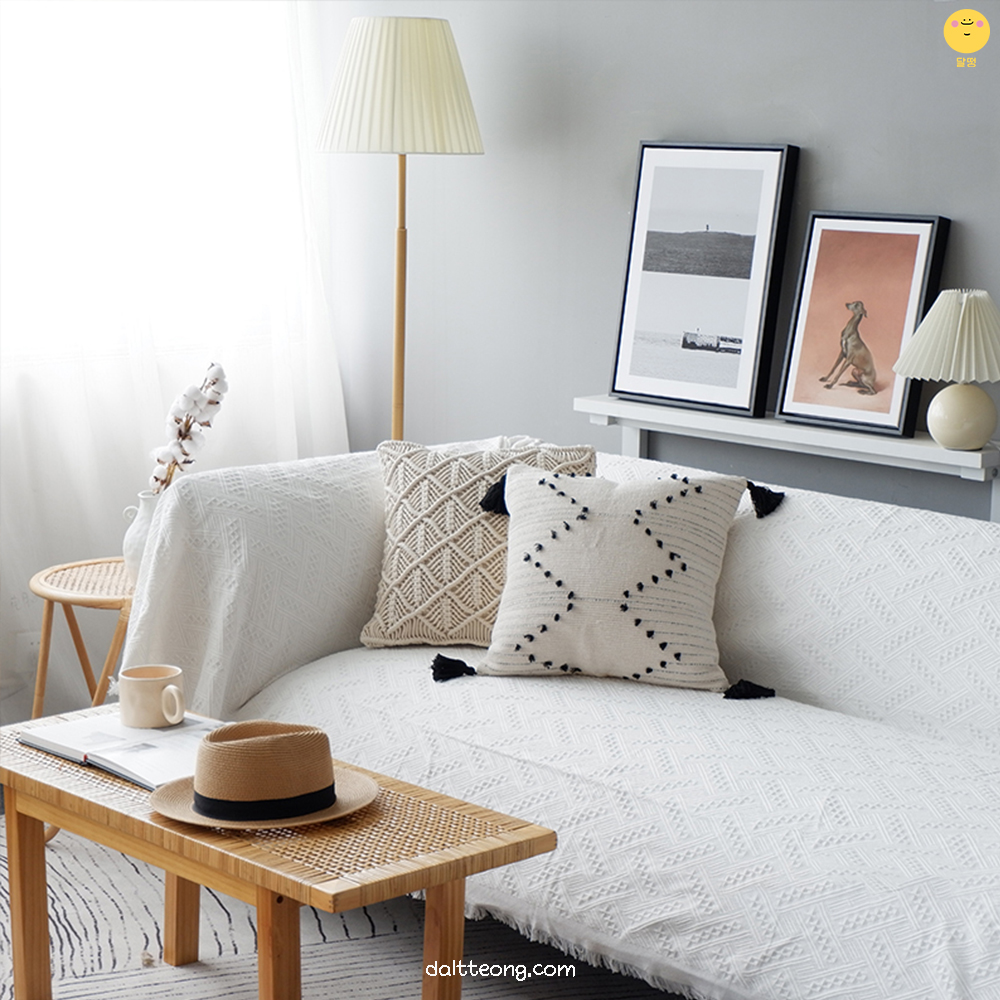 달떵 사계절 화이트 자카드 쇼파 커버 천커버 덮개 블랭킷 스툴 패브릭 180x180