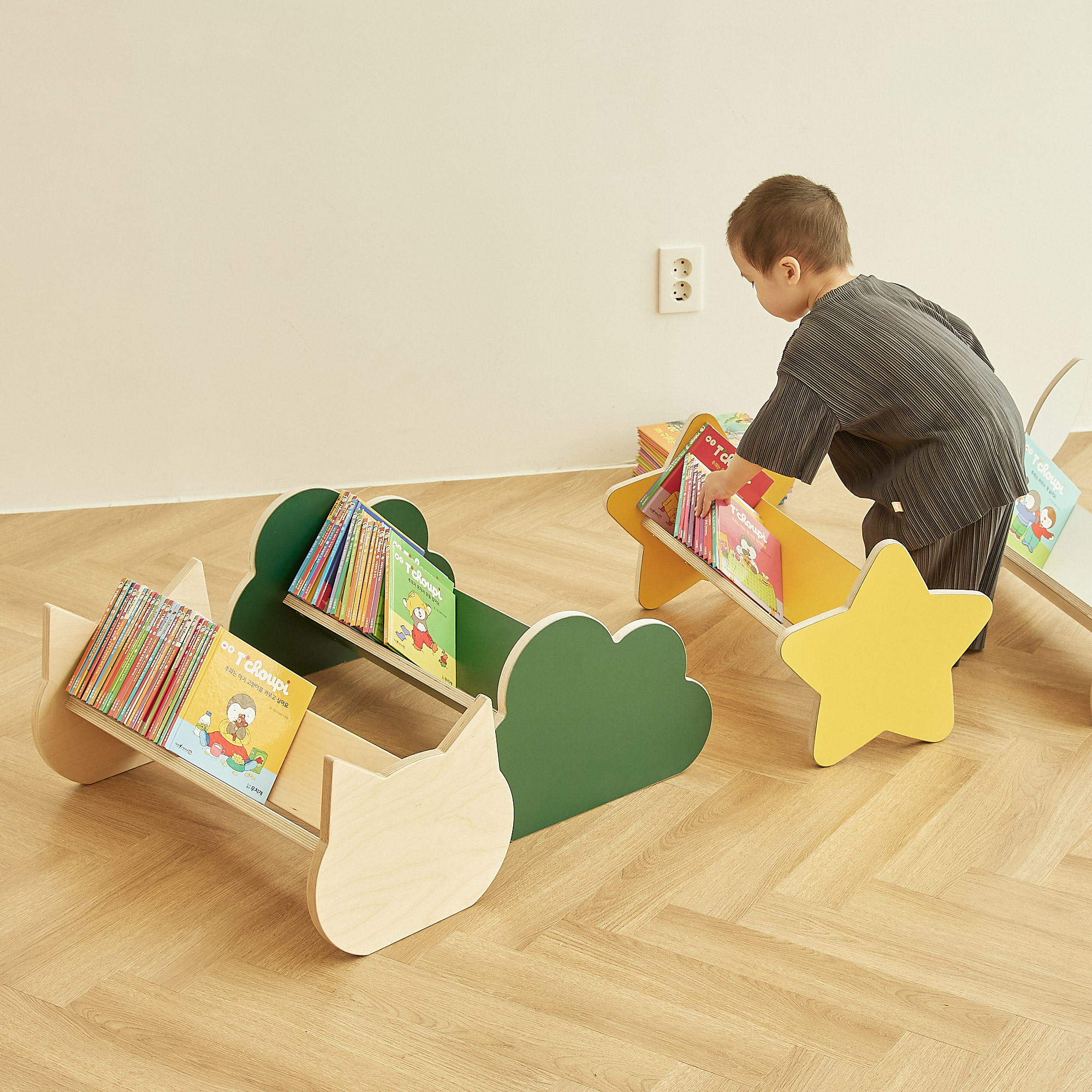 라떼파파 유아 낮은책꽂이 원목 1단 6종