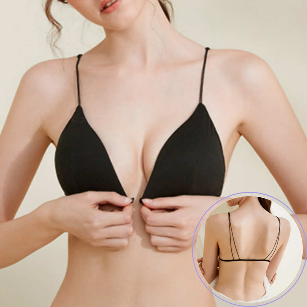 앞후크 얇은끈브라 인견 홑겹브라렛 여름용 노패드 벌어진가슴 가슴작아보이는브라 - 메인 이미지