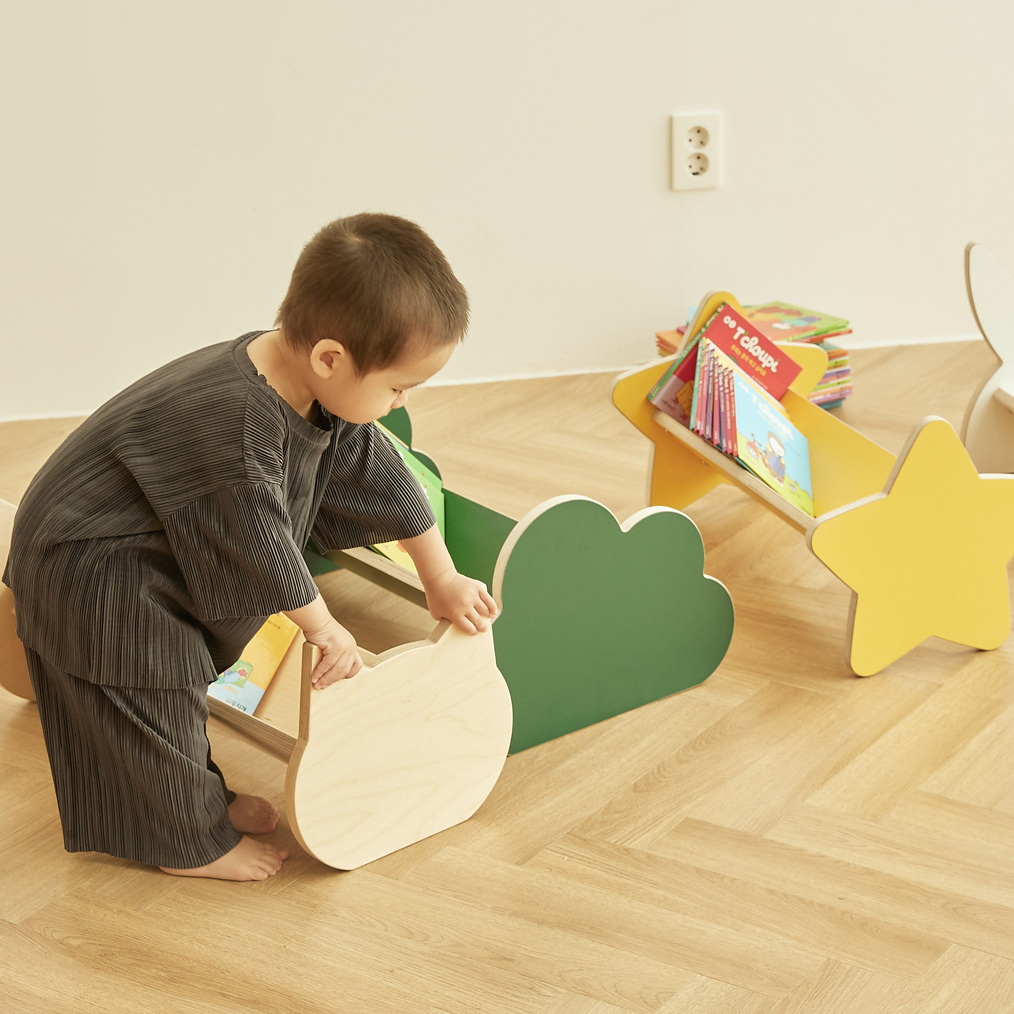 라떼파파 유아 낮은책꽂이 원목 1단 6종