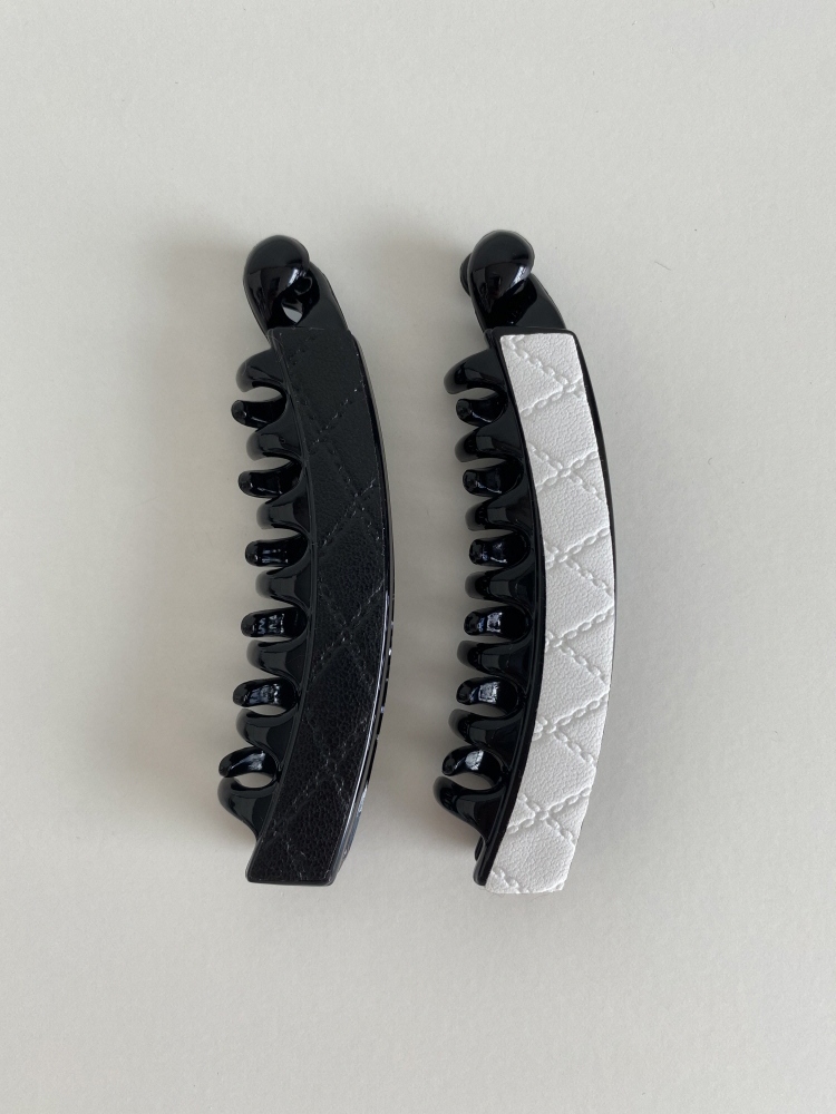 가죽 레더 10cm 작은 빗살 숱적은 바나나핀 헤어 집게 - 상품 이미지