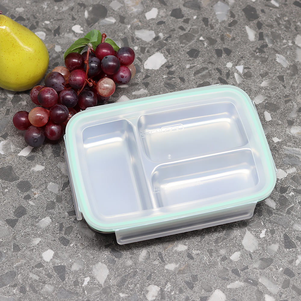 3칸 나눔반찬통 멀티직사각 분리 스텐 반찬통 밀폐용기 - 상세 이미지 5