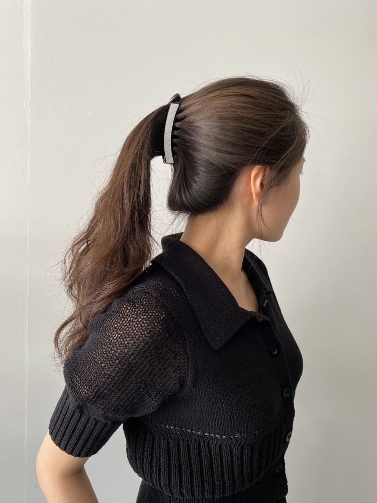 가죽 레더 10cm 작은 빗살 숱적은 바나나핀 헤어 집게 - 상세 이미지 4