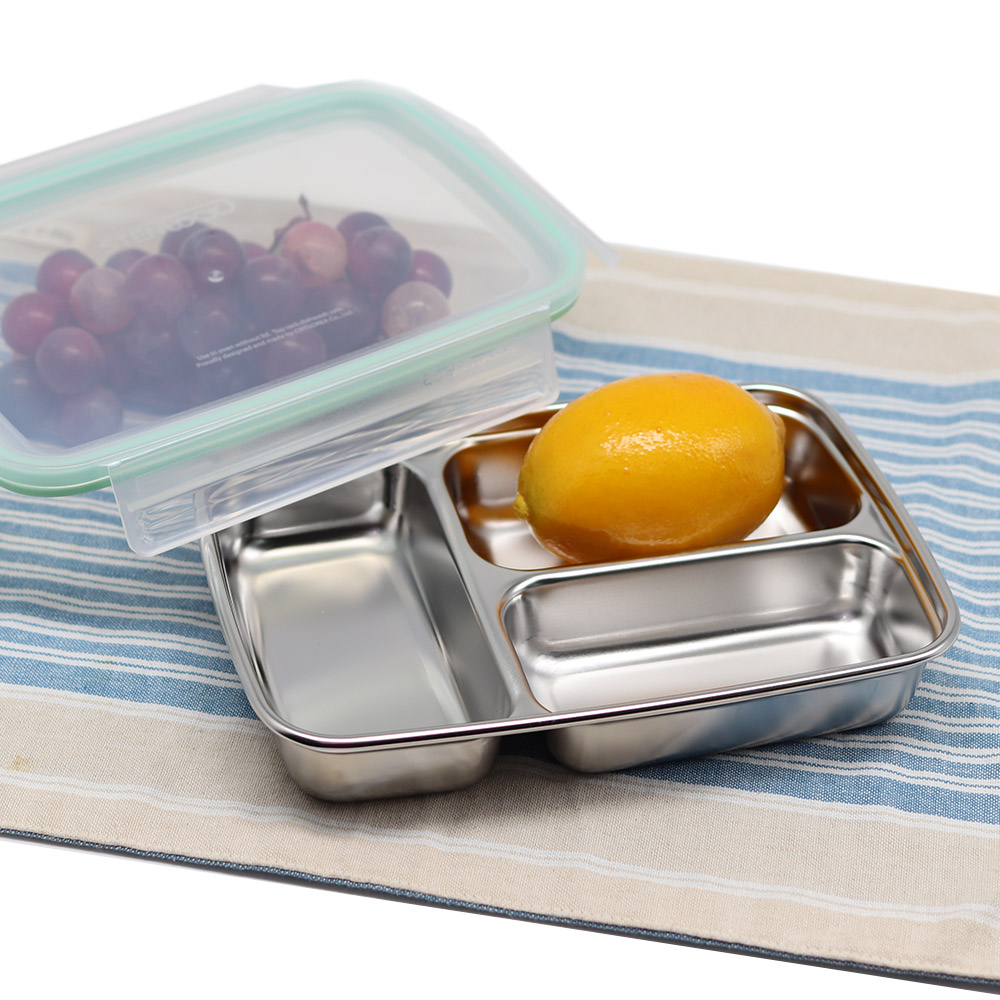 3칸 나눔반찬통 멀티직사각 분리 스텐 반찬통 밀폐용기 - 상세 이미지 2