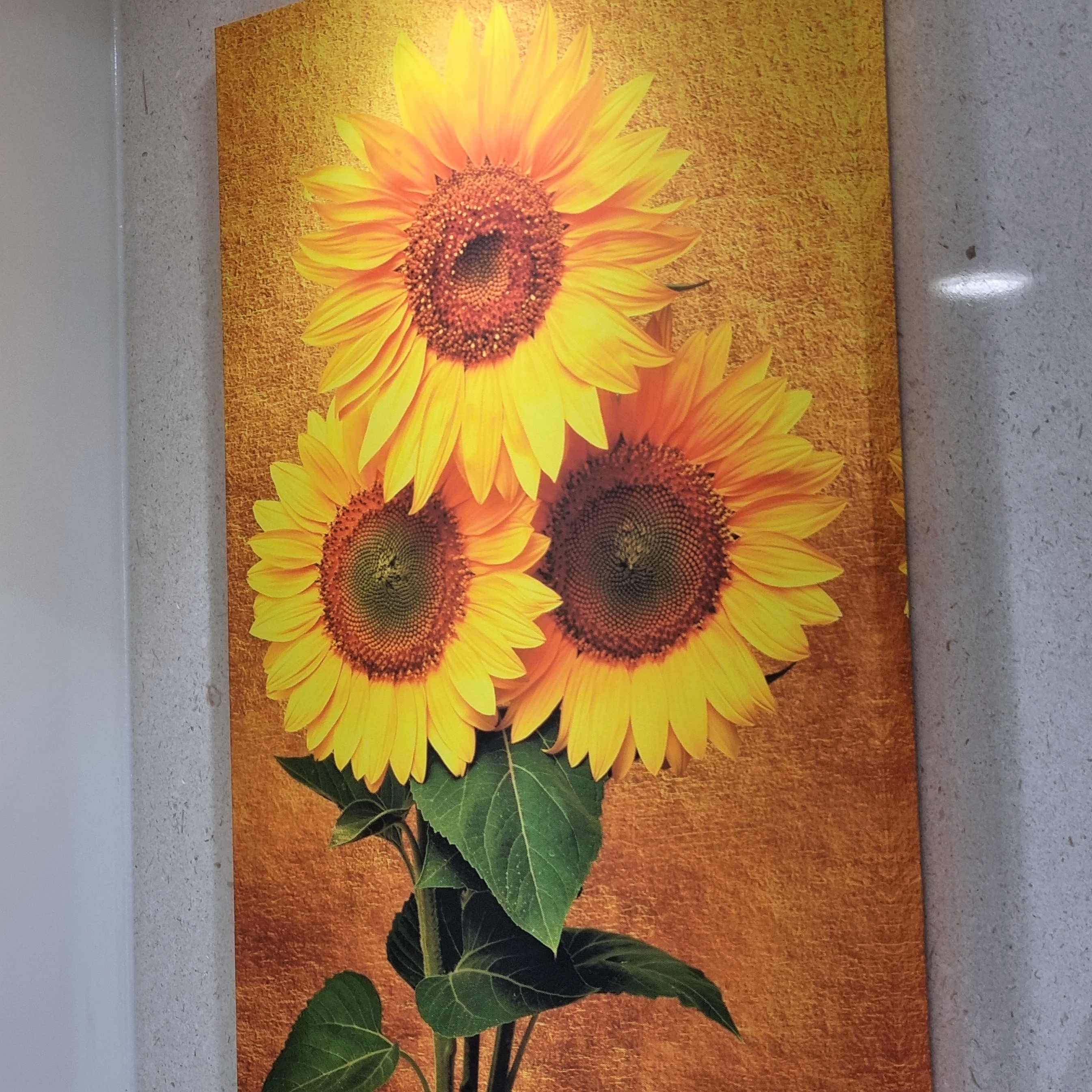 해바라기 액자 그림 80x80cm 거실인테리어 돈들어오는 황금배경 9송이 해바라기 캔버스