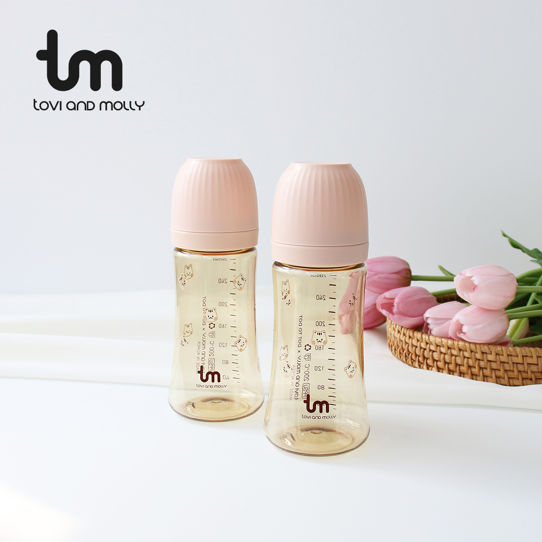 [토비앤몰리] 아기 배앓이 트윈 젖병 돗람이 핑크 180ml 280ml 노꼭지 - 상세 이미지 4