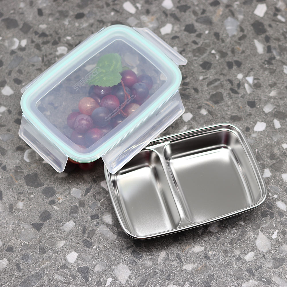 2칸 나눔반찬통 멀티직사각 분리 스텐 반찬통 밀폐용기 - 상세 이미지 4