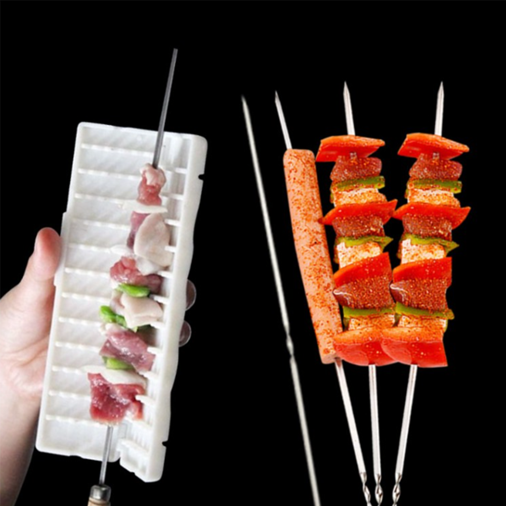 10P 스텐 꼬지 33cm 꼬치 끼우기 꽂이 캠핑 도구 기계 꼬챙이 바베큐 틀 간편 쇠