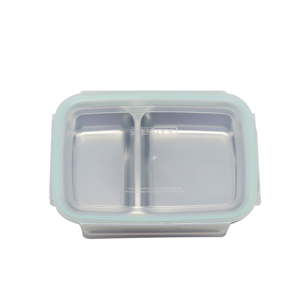 2칸 나눔반찬통 멀티직사각 분리 스텐 반찬통 밀폐용기 - 상세 이미지 3