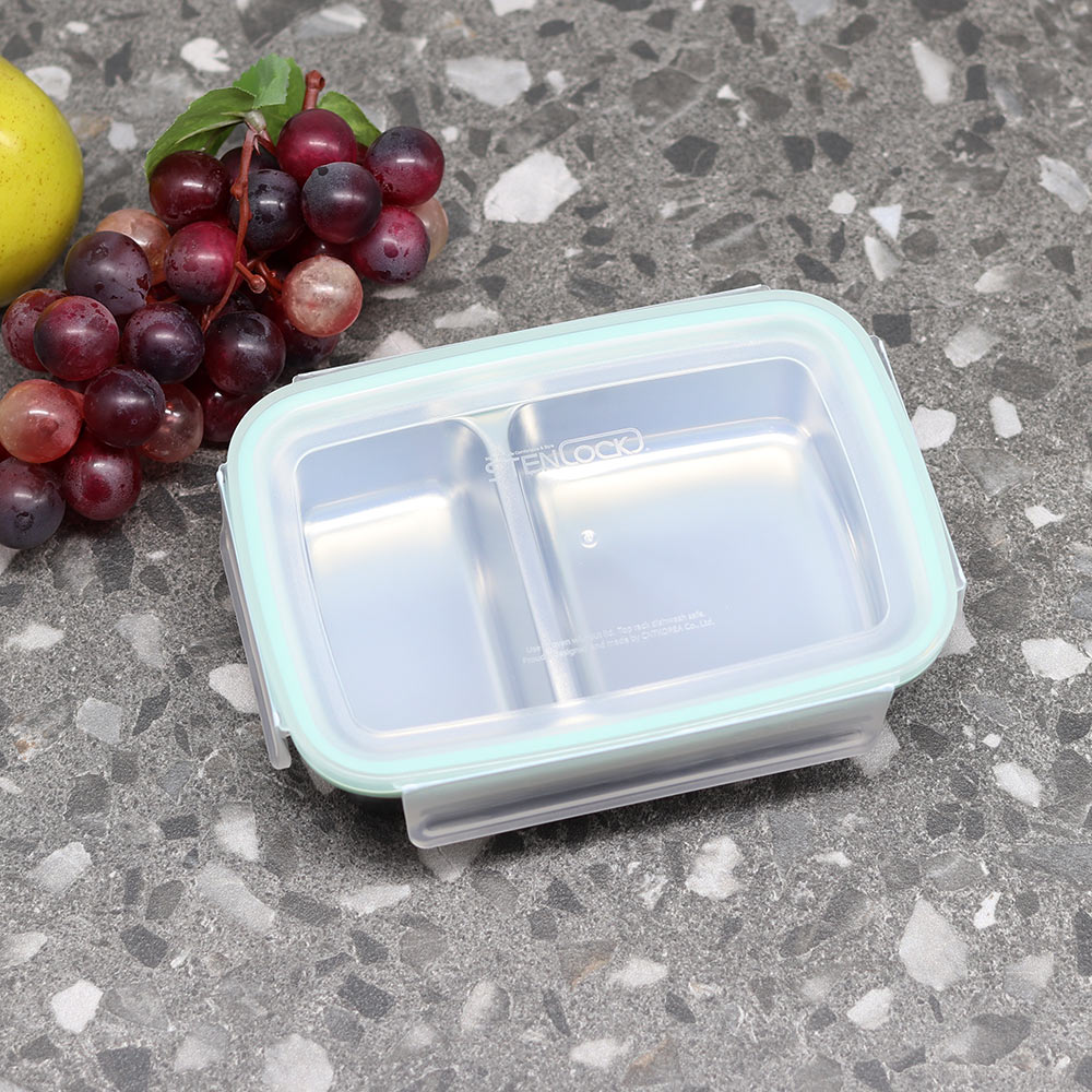 2칸 나눔반찬통 멀티직사각 분리 스텐 반찬통 밀폐용기 - 상세 이미지 5