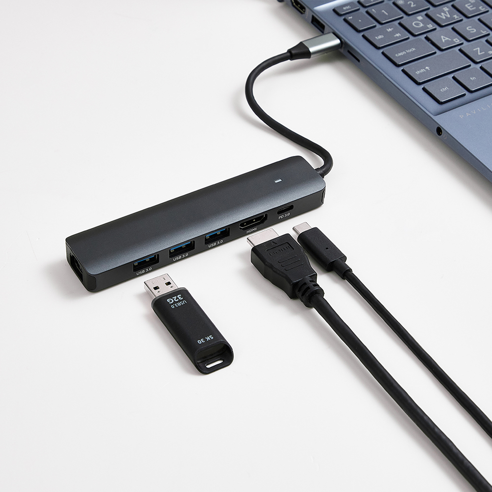 아이노트 CH61P C타입 허브 6in1 멀티포트 4K 60Hz 이더넷