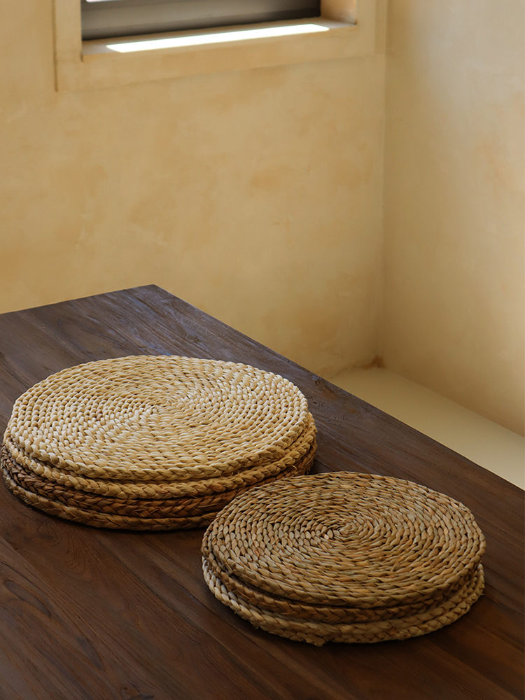 쉴 휴 우드 라탄 테이블매트 화이트우드 40cm