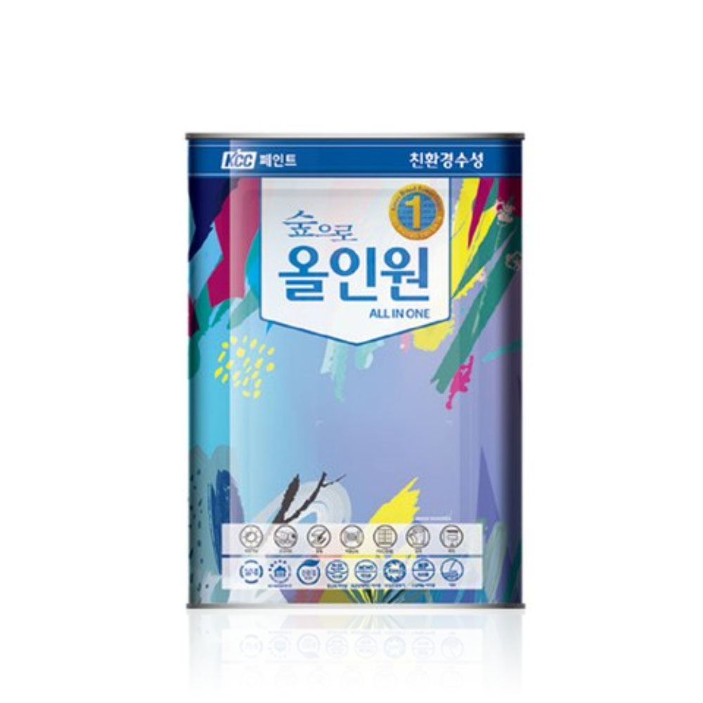 KCC 숲으로 올인원 15L 친환경 다용도 페인트 철재 목재 벽지 유광백색 - 메인 이미지